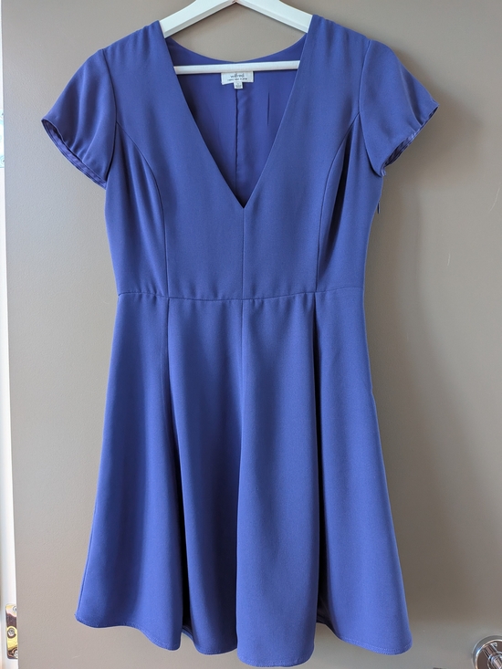 Aritzia Dresses & Skirts - Aritzia Wilfred Foucault Japanese Crepe Fit Flare Skater Dress Cobalt Blue 2